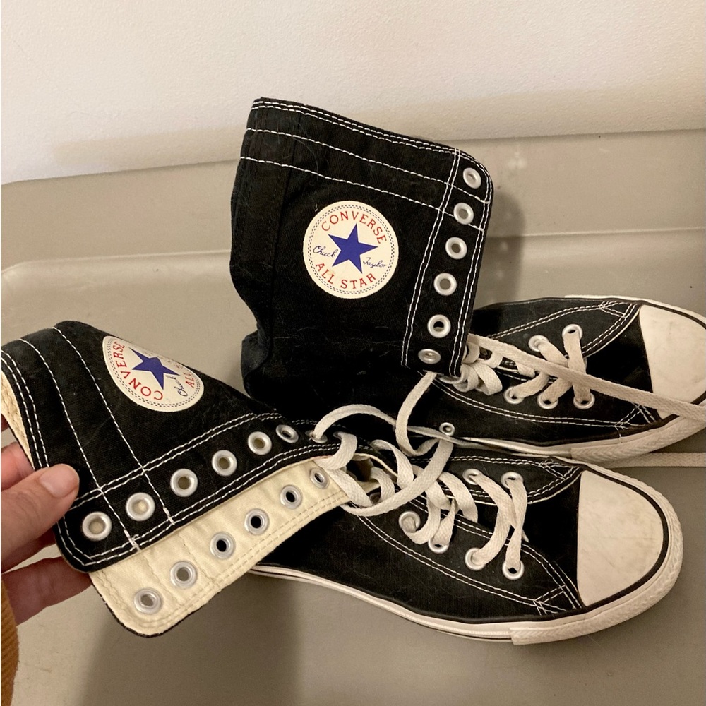 Converse Chuck Taylor All Star Extra HighTop Canvas Black LaceUp Sneakers Unisex